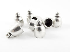 8 Cord Cone Cap Ends, Tassels Cap, Cord Ends, Cord Cover, Cord End Caps, Cord Caps, Silver Bead Caps - Matte Antique Silver Plated