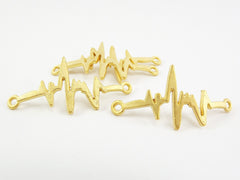4 Heart Beat Connectors - 22k Matte Gold Plated