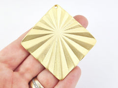 Large Corrugated Sun Burst Diamond Shaped  - 22k Matte Gold Plated - 1PC