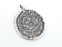 Greek Phaistos Disc Pendant, Phaistos Pendant, Greek Jewelry, Silver Phaistos Disc, Greek Mythology, Rustic, Matte Antique Silver Plated