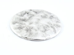 Large Round Hammered Silver Pendant, Organic Textured Dome Shaped Disc, Matte Antique Silver Plated, 1PC