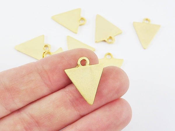 8 Small Triangle Minimalist Geometric Pendants - Type 2 -  22k Matte Gold Plated