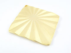 Large Corrugated Sun Burst Diamond Shaped  - 22k Matte Gold Plated - 1PC