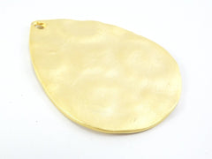 Large Embossed Organic Swirl Teardrop Shaped  - 22k Matte Gold Plated - 1PC