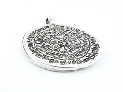 Greek Phaistos Disc Pendant, Phaistos Pendant, Greek Jewelry, Silver Phaistos Disc, Greek Mythology, Rustic, Matte Antique Silver Plated