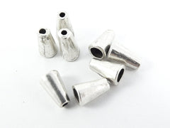 8 Small Plain Simple Cone Bead End Caps -  Matte Antique Silver Plated