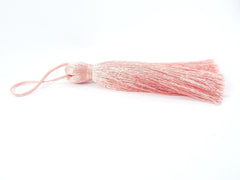 Extra Large Thick Rose Quartz Silk Thread Tassels - 4.4 inches - 113mm - 1 pc