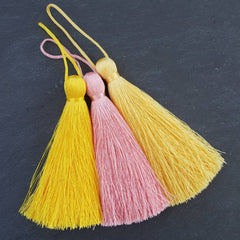 Extra Large Thick Buttercup Yellow Silk Thread Tassels - 4.4 inches - 113mm - 1 pc