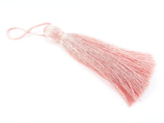 Extra Large Thick Rose Quartz Silk Thread Tassels - 4.4 inches - 113mm - 1 pc