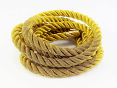 Metallic Antique Gold 5mm Twisted Rayon Rope Braid Cord - 3 Ply Twist - 1 meters - 1.09 Yards