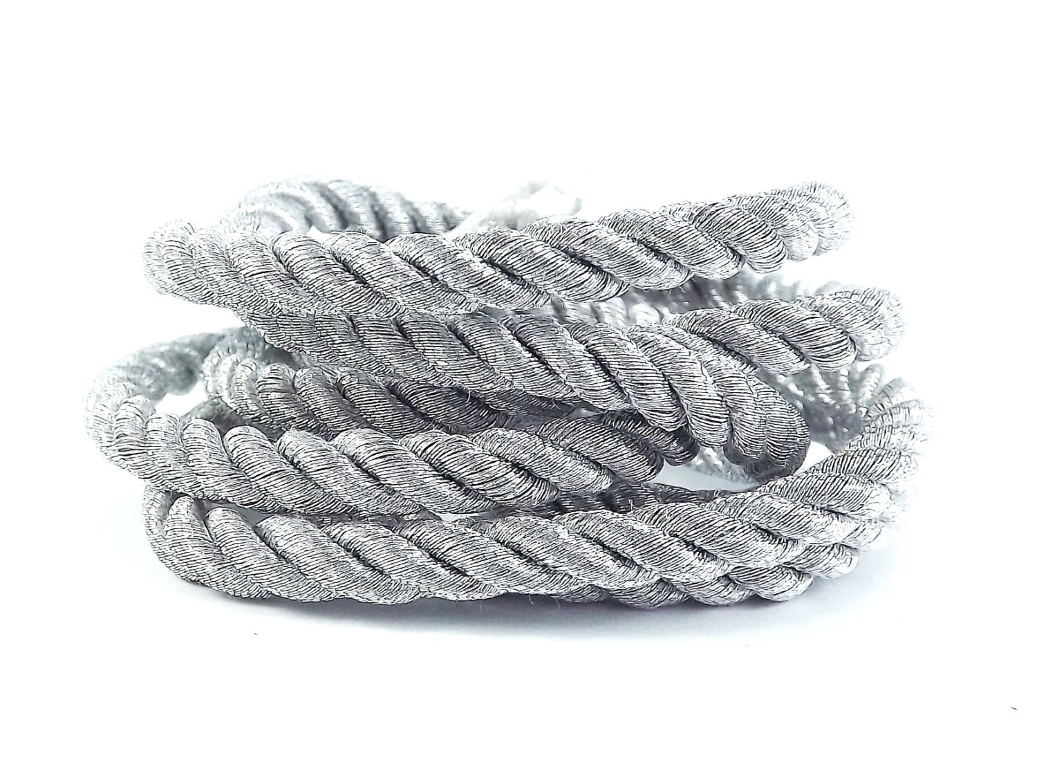 Metallic Silver Rope, 5mm Rope, Twisted Rope, Rayon Rope, Braid