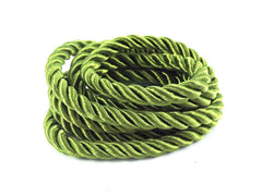 Meadow Green 5mm Twisted Rayon Satin Rope Silk Braid Cord - 3 Ply Twist - 1 meters - 1.09 Yards - No:17