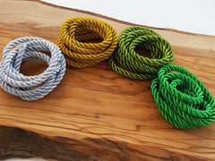 Meadow Green 5mm Twisted Rayon Satin Rope Silk Braid Cord - 3 Ply Twist - 1 meters - 1.09 Yards - No:17