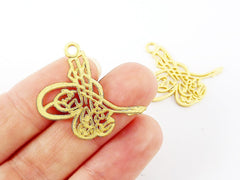 Medium Ottoman Tughra Charms - Tugra - 22k Matte Gold Plated - 2pc