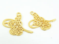 Medium Ottoman Tughra Charms - Tugra - 22k Matte Gold Plated - 2pc