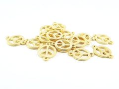 15 Round Peace Symbol Connector Charms - 22k Matte Gold Plated