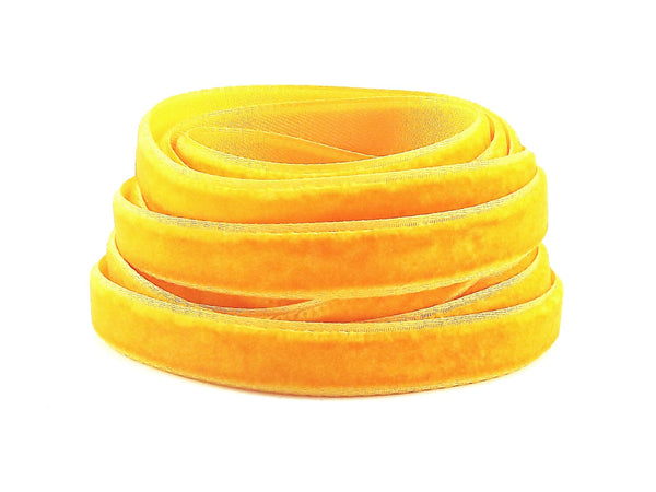 3 Meters of 10mm Sunshine Yellow Velvet Ribbon - 3.28 Yards - Made in Turkey