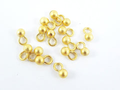 Round Gold Ball Drop Charms Jewelry Making Supplies Findings Metal Beads Brass Beads 22k Matte Gold Plated - Large Loop - 4.5mm - 15pcs