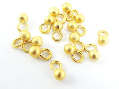 Round Gold Ball Drop Charms Jewelry Making Supplies Findings Metal Beads Brass Beads 22k Matte Gold Plated - Large Loop - 4.5mm - 15pcs