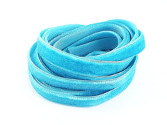 3 Meters of 10mm Blue Curacao Velvet Ribbon - 3.28 Yards - Made in Turkey