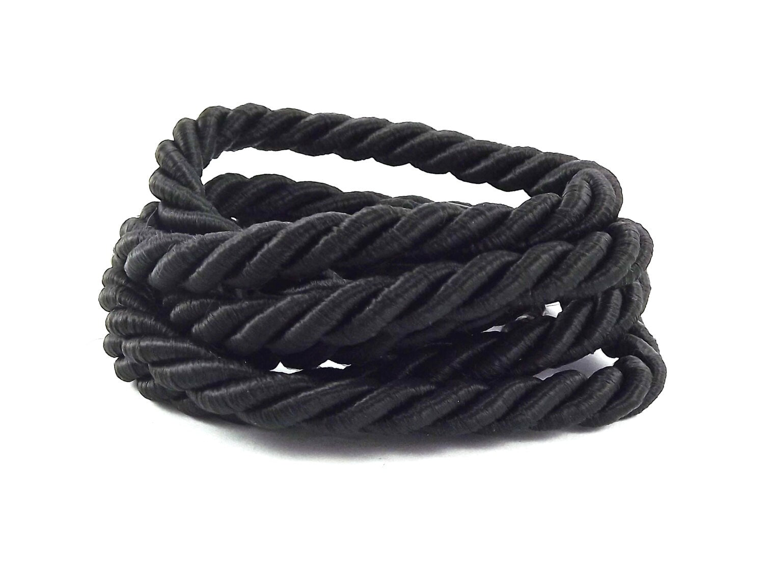 7mm Black Rope Cord Twisted Rayon Satin Rope, Silk Braid, Twisted Rope –  LylaSupplies
