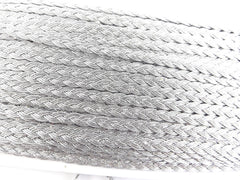 Metallic Silver Braided Plait Cord Satin Silk Cord Trim - 3 Ply - 1 meters - 1.09 Yards