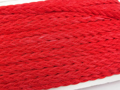 Red Braided Plait Cord Satin Silk Cord Trim - 3 Ply - 1 meters - 1.09 Yards