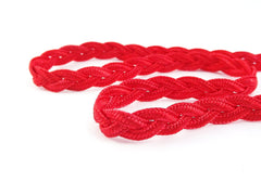 Red Braided Plait Cord Satin Silk Cord Trim - 3 Ply - 1 meters - 1.09 Yards