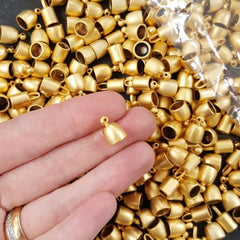 8 Cord Cone Cap Ends, Tassels Cap, Cord Ends, Cord Cover, Cord End Caps, Cord Caps, Gold Bead Caps, Gold Caps - 22k Matte Gold Plated