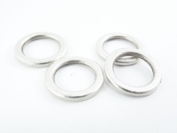 Silver Ring Circle Link, Round Link Components, Smooth Round Ring, Closed Loop, Silver Loop, Silver Findings, Matte Antique Silver, 4 PC