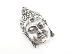 Large Buddha Face Necklace Pendant Yoga Matte Pendants Antique Silver Plated Turkish Jewelry Supplies Findings Components - 1pc