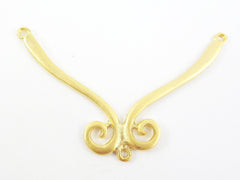 Large Curl Necklace Focal Collar Pendant Connector With Loops - 22k Matte Gold Plated - 1PC