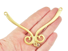 Large Curl Necklace Focal Collar Pendant Connector With Loops - 22k Matte Gold Plated - 1PC