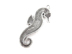 Seahorse Pendant -  Matte Antique Silver Plated