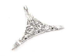 Tribal Ethnic Triangle Pendant with 3 Holes - Matte Antique Silver Plated