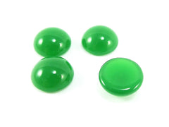 4pcs Green Czech Round Glass Dome Cabochon Beads - 14mm