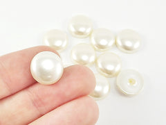 10pcs 14mm Ivory Pearl Round Plastic Dome Cabochon Beads