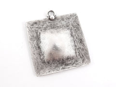 Large Textured Square Dome Pendant - Matte Antique Silver Plated - 1PC