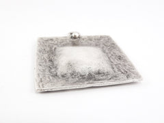 Large Textured Square Dome Pendant - Matte Antique Silver Plated - 1PC