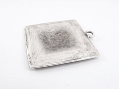 Large Textured Square Dome Pendant - Matte Antique Silver Plated - 1PC