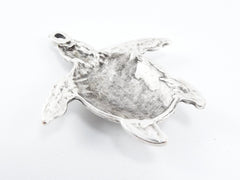 Rustic Silver Turtle Pendant Animal Pendant Jewelry Ethnic Sea Creature Beach Jewelry Summer Sea -  Matte Antique Silver Plated