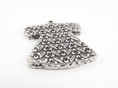 Cintemani Detailed Ottoman Caftan Pendant Tray Cabochon Setting - Flat Edge -  Matte Anitque Silver Plated